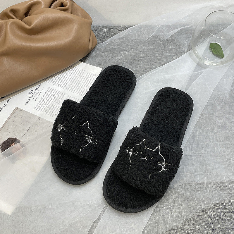 Women's Home Cat Flat Warm Flip Flop