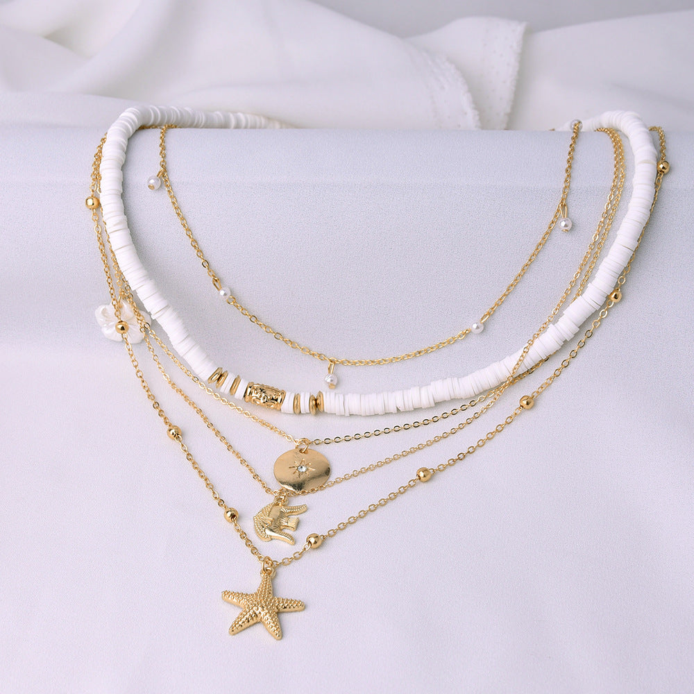 Soft Ceramic Disc Starfish Necklace Exaggerated Elephant