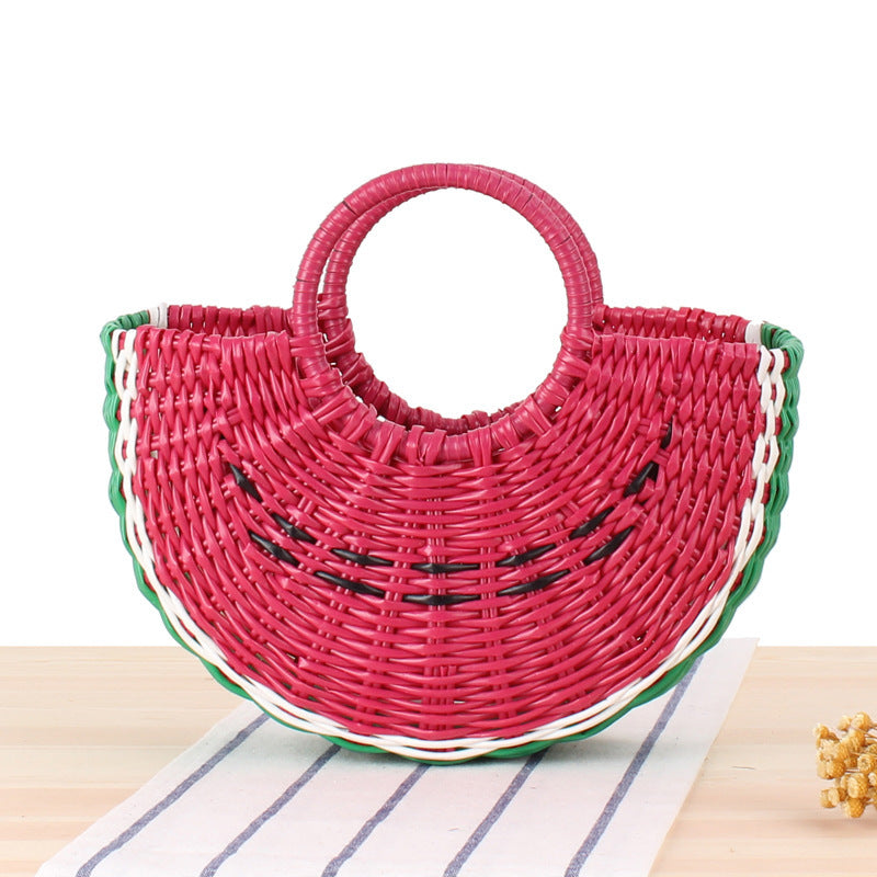 Cute Semicircle Handmade PVC Woven Bag Beach Straw Bag