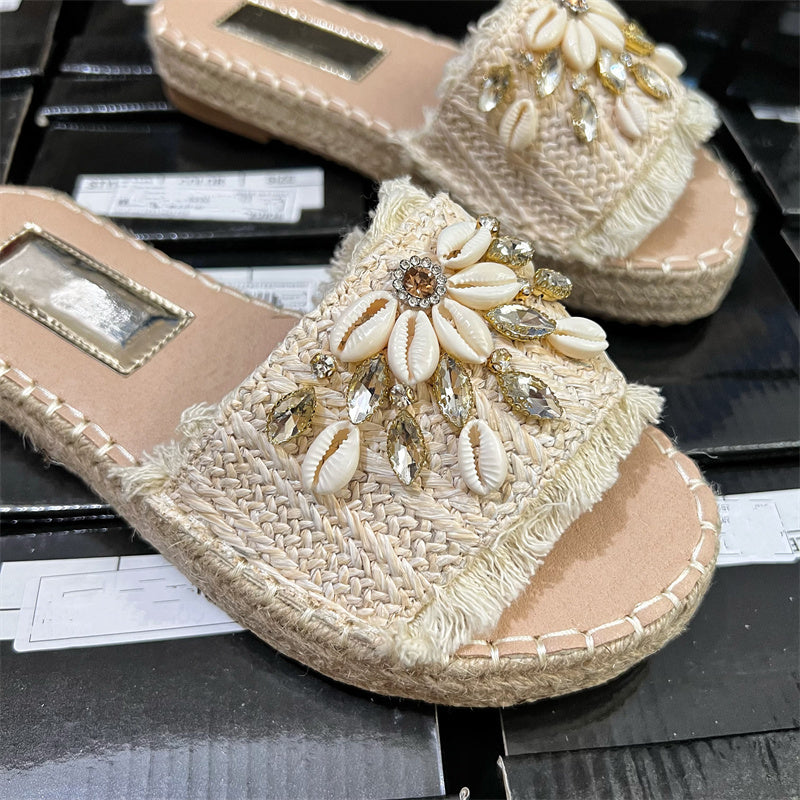 Beach Shell Sandals Ethnic Tassels