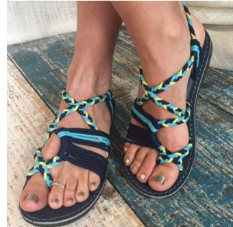 Colorblock knot sandals