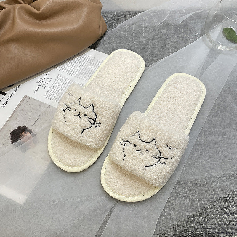 Women's Home Cat Flat Warm Flip Flop