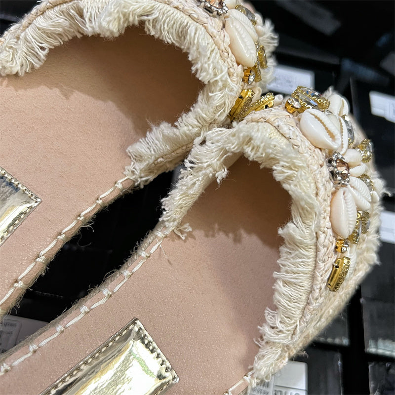 Beach Shell Sandals Ethnic Tassels