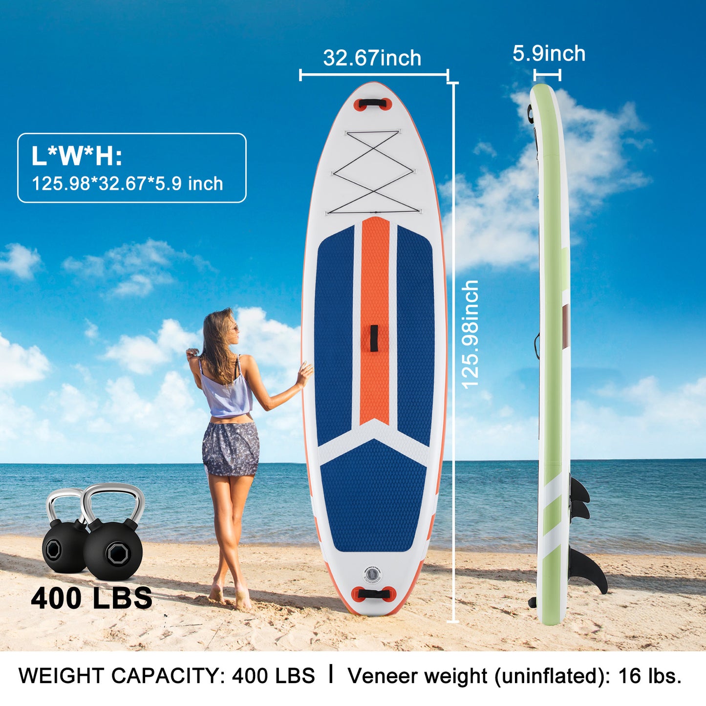 Inflatable Stand Up Paddle Boards 10 Ft 5 In With Premium SUP Paddle Board Accessories, Wide Stable Design, Non-Slip Comfort Deck For Youth & Adults