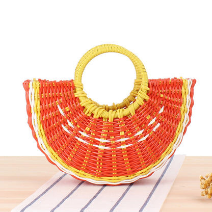 Cute Semicircle Handmade PVC Woven Bag Beach Straw Bag