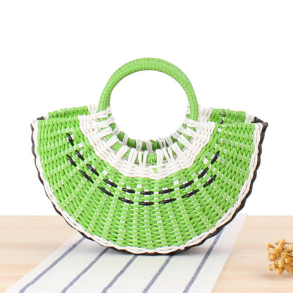Cute Semicircle Handmade PVC Woven Bag Beach Straw Bag