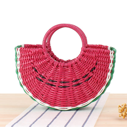 Cute Semicircle Handmade PVC Woven Bag Beach Straw Bag