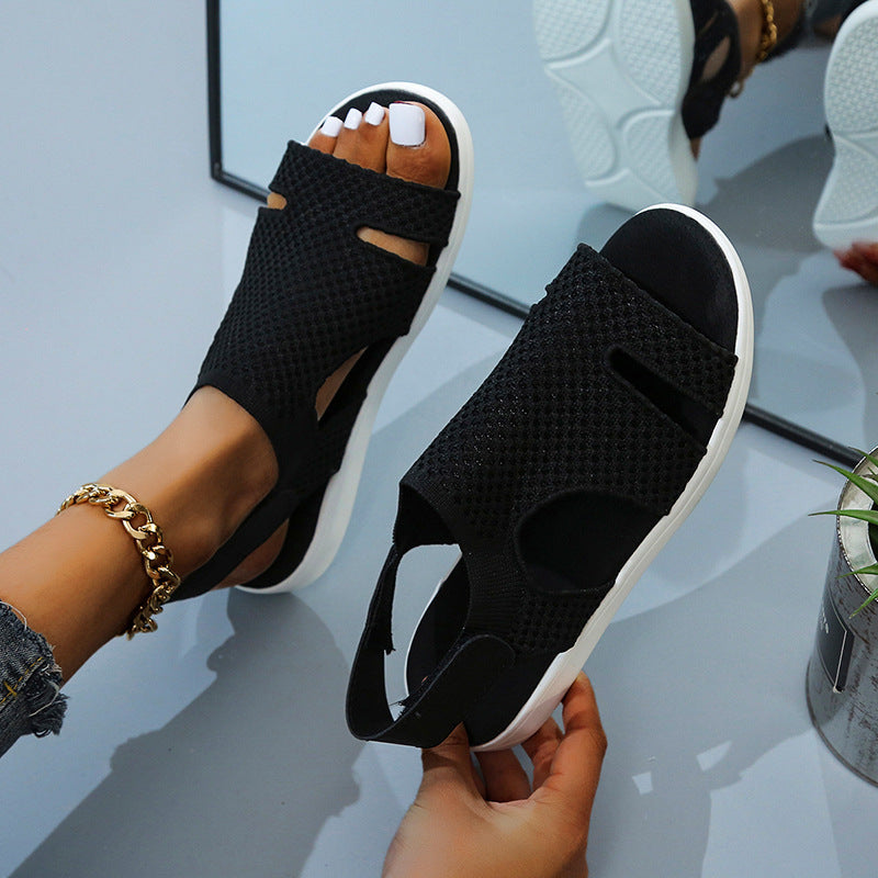 Knitted Rhinestone Sandals