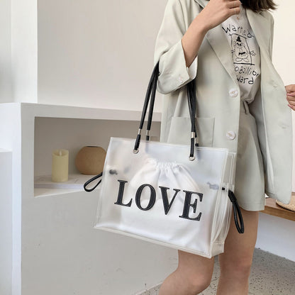 Tan Transparent One Shoulder Shopping Bag Beach Leisure Bag
