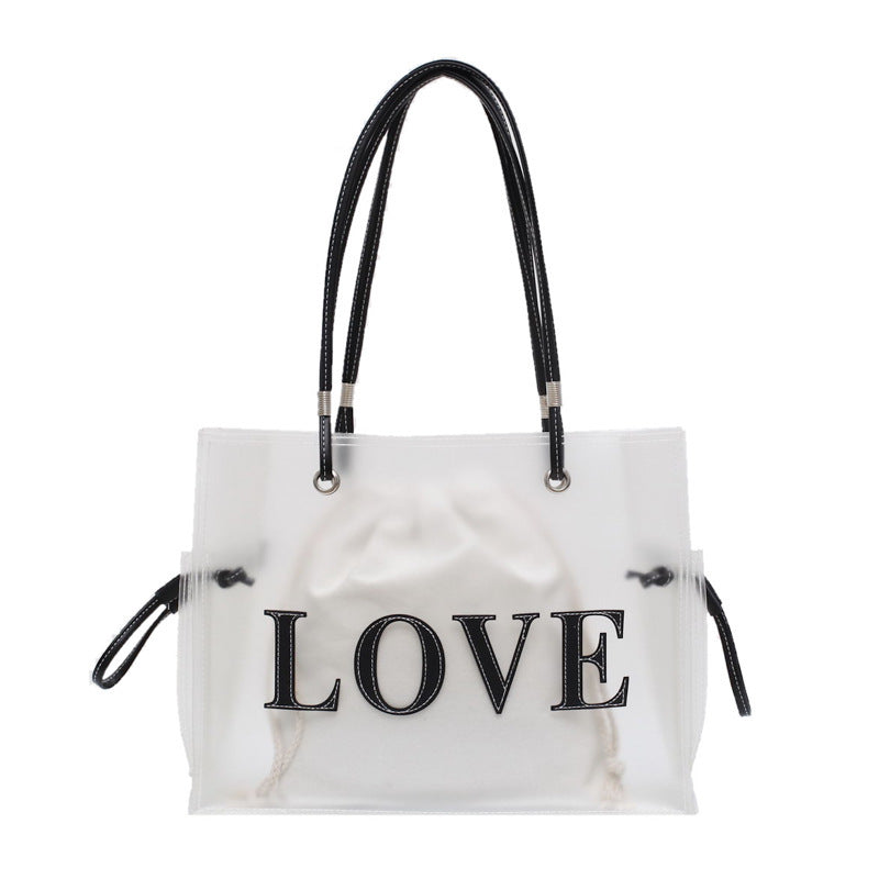Tan Transparent One Shoulder Shopping Bag Beach Leisure Bag