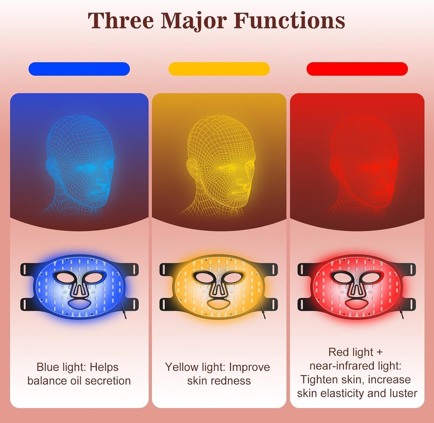 Portable 3-Mode LED Red Light Face Mask