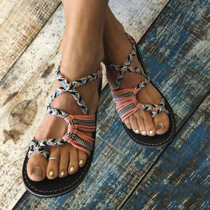 Colorblock knot sandals
